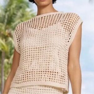 Steve Madden Beige Crochet Top Sweater